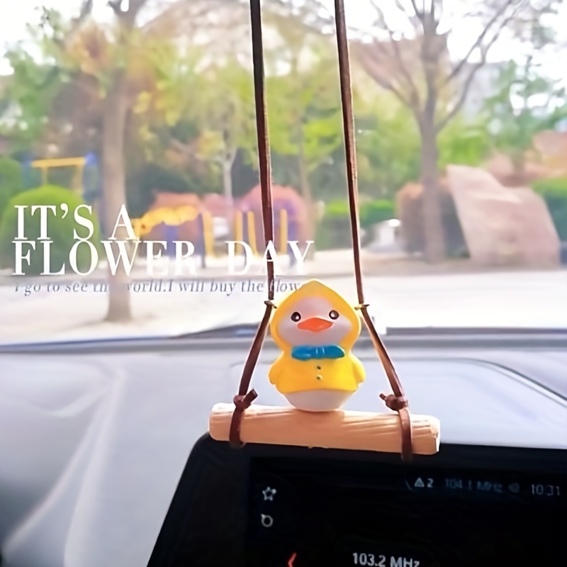 Nette Anime Auto Innendekoration Gips Schaukel Ente Auto Rückspiegel  Anhänger Für Kawai Auto Dekoration Zubehör