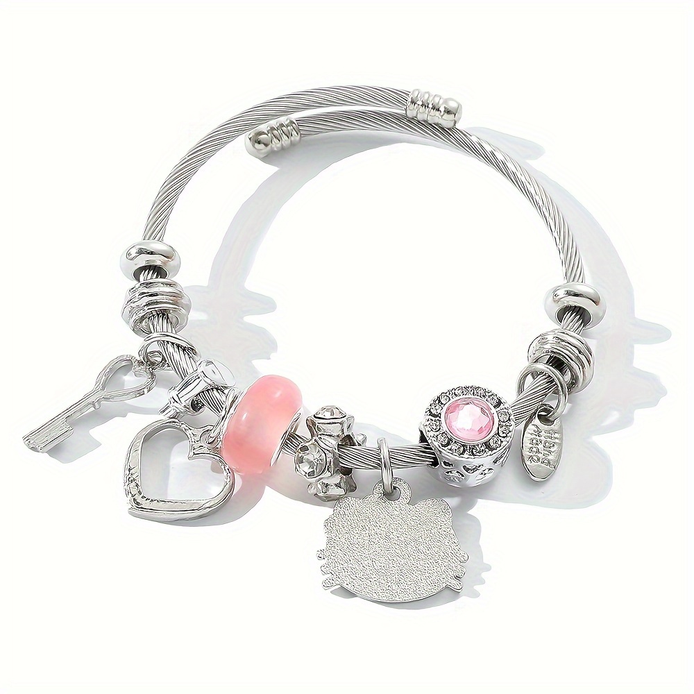 Hello Kitty Luxury Charms Bracelet DIY Beads Bangle for Bracelet Fashion Accessories Party Gifts,Temu
