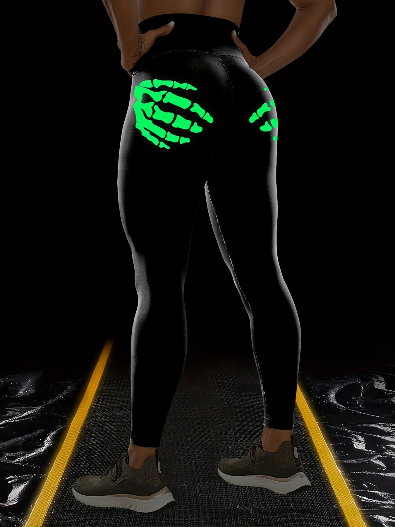- Temu Sports Skeleton Hands Yoga Halloween Fluorescent Printed