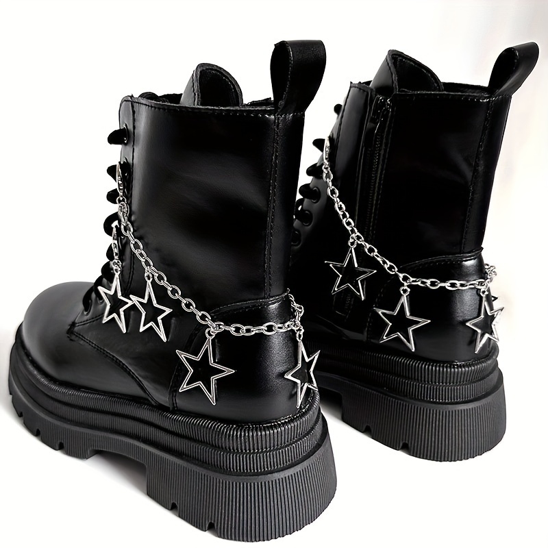 

2pcs Hollow Star Pendant Shoe Chains, Y2k Star Boots And Shoes Accessories