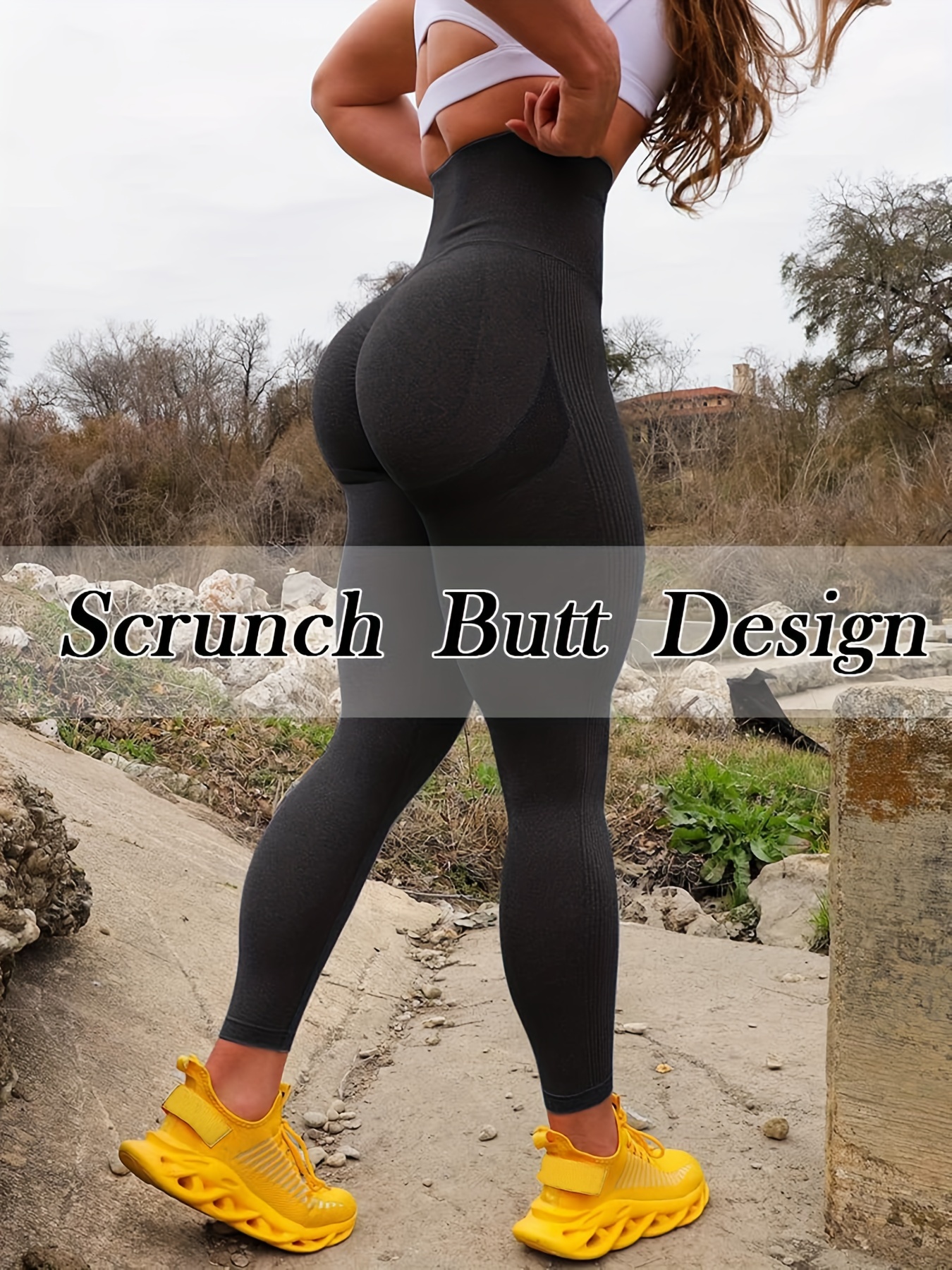 Mulheres Butt Lifting Seamless Scrunch Workout Leggings - Temu Portugal