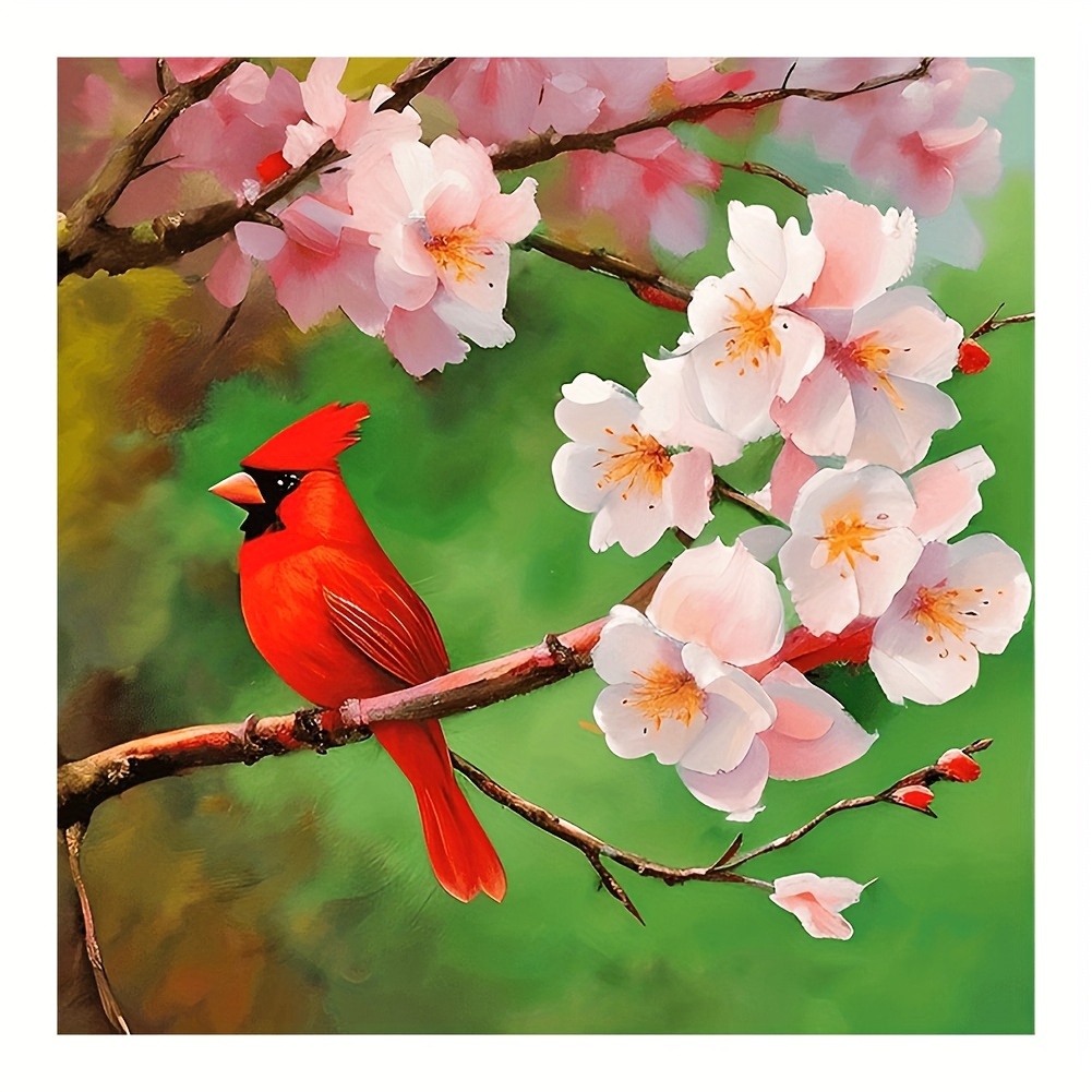 1pc DIY 5D Diamond Painting Set, Flower Bird Wall Art Decor, Home Room  Decor, No Frame, 11.8x15.8in