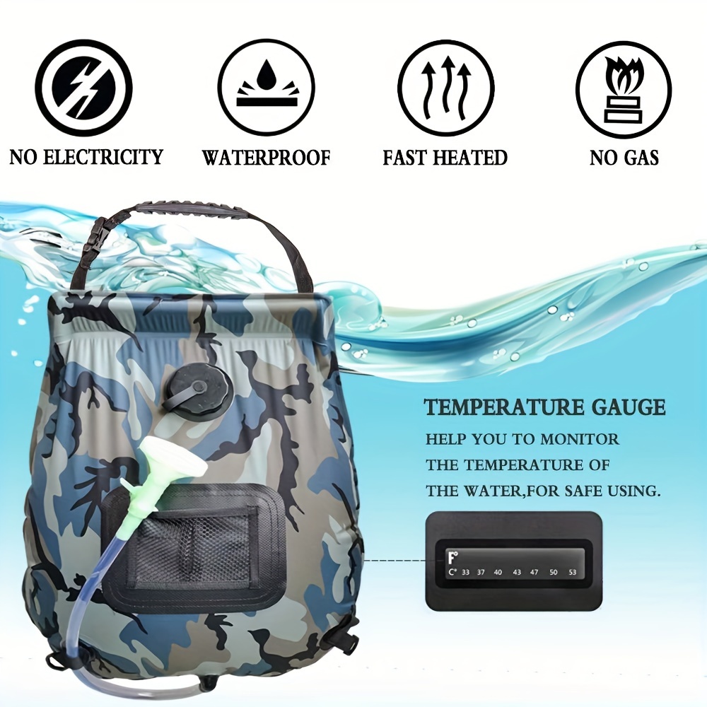 20l Solar Heating Portable Shower Bag With Removable Hose For Camping  Hiking Travel Beach