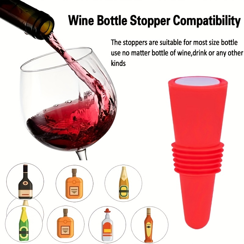 Silicone Wine Stopper Stainless Steel Red Wine Stopper Red - Temu