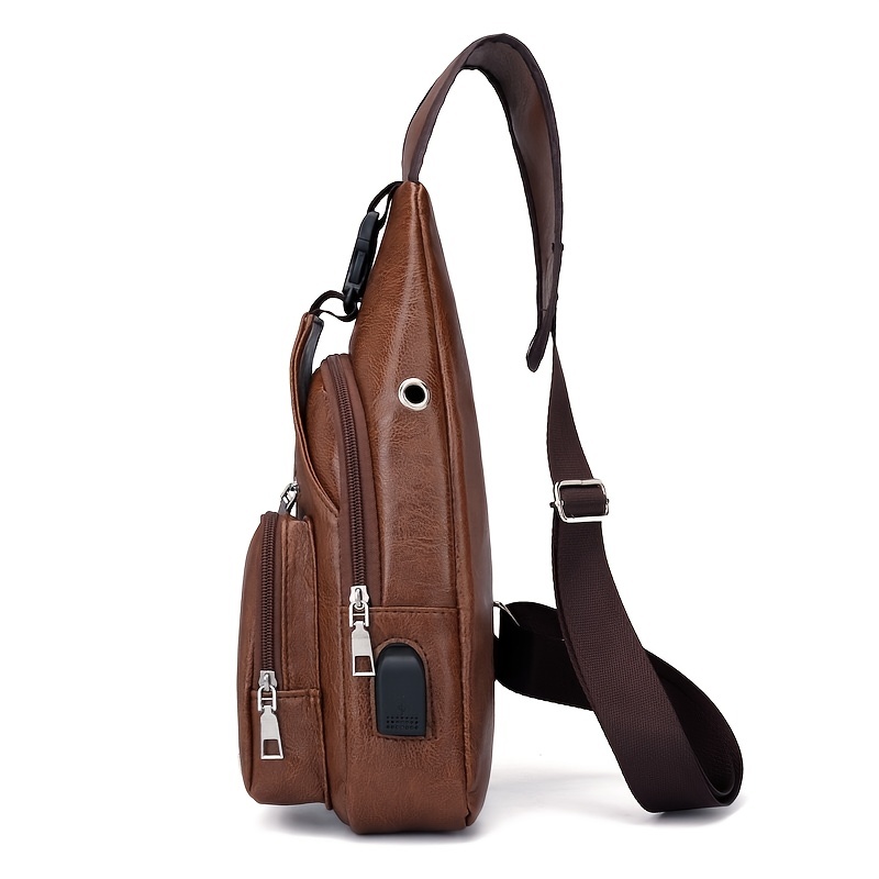 Casual Men's Shoulder Bag USB Chest Bag
