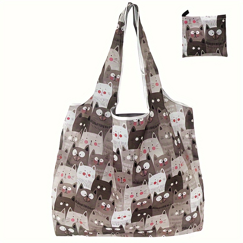 

Fashion Printing Foldable Shopping Bag Tote Folding Pouch Handbags Convenient Large-capacity For Travel Grocery Bag