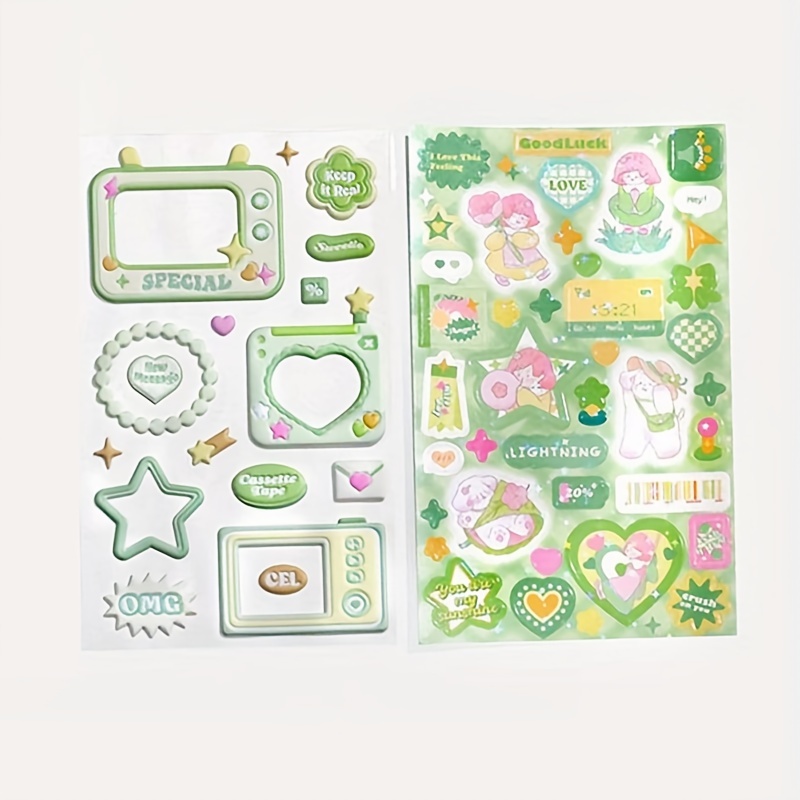 Green Kawaii Cute Scrapbook Journal Stickers Japanese Style Diary
