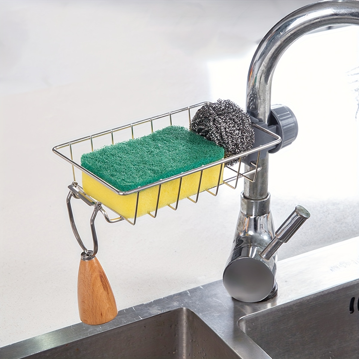 Faucet Sponge Holder, Kitchen Sink Caddy Organizer Over Faucet