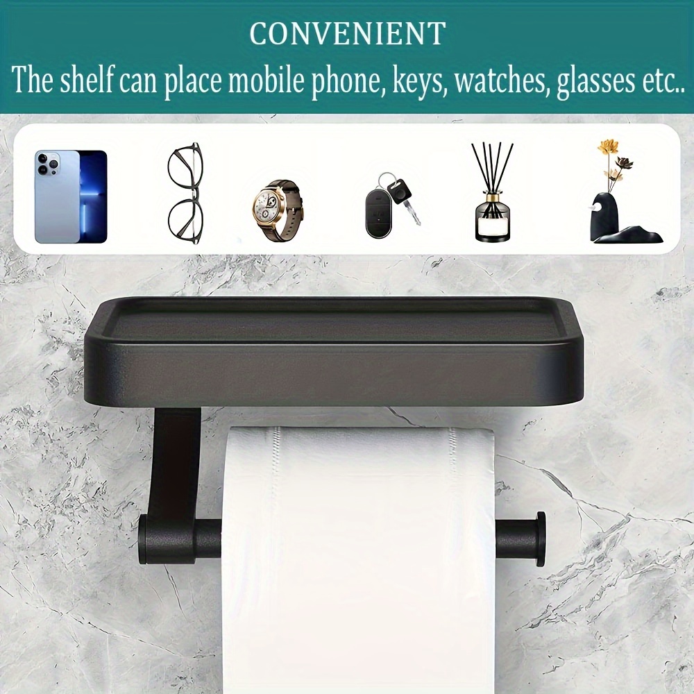 SUS 304 Easy Assemble Bathroom Black Toilet Paper Holder Free