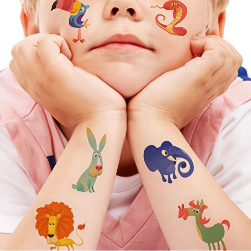 Pegatinas de tatuaje de unicornio de dibujos animados para niños,  transferencia de agua divertida, tatuajes falsos