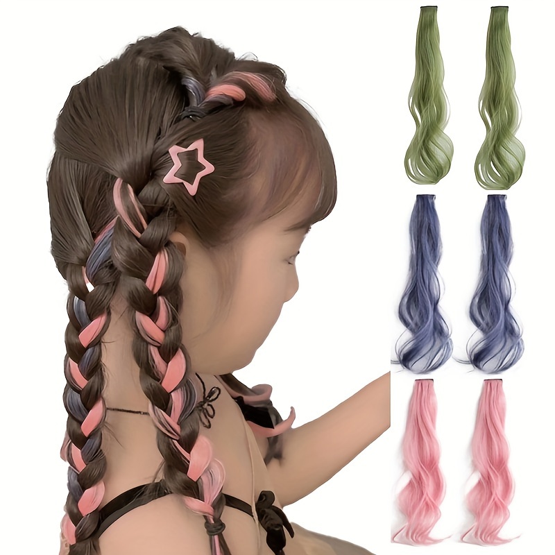 

Aylhfo 2pcs New Children's Cute Color Wigs 1 Piece Style Simulation Invisible Hair Extension Pieces Hair Dyeing Hair Bands Children's Headwear Hair Accessories