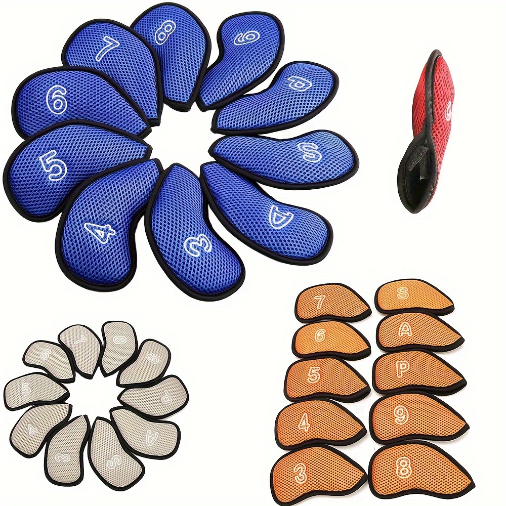 

10pcs Golf Iron Covers, Wear-resistant Mesh Covers, Golf Iron Head Covers