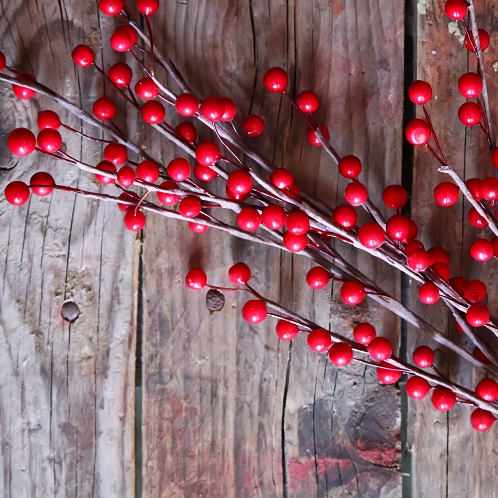 Red Holly Berry Stem 100 Pcs, Wreath Supply, Christmas Ornament