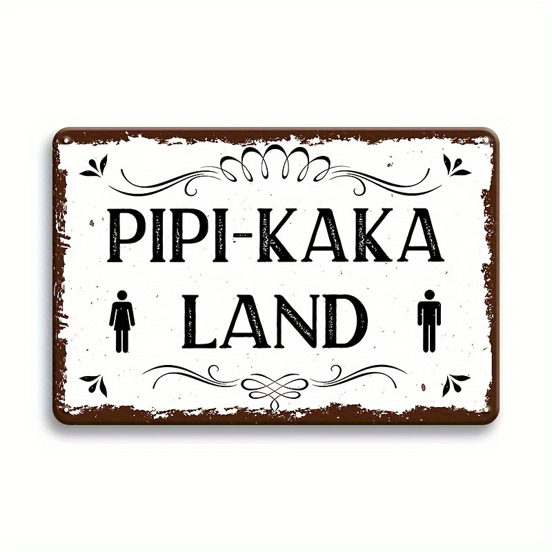 

1pc, Vintage Toilet Metal Sign, Funny Pipi-kaka Land Tin Plate, Retro Loo Wc Metal Plaque, Wall Art Decor For Home Washroom Bathroom, Water-proof, Dust-proof 12x8 Inches