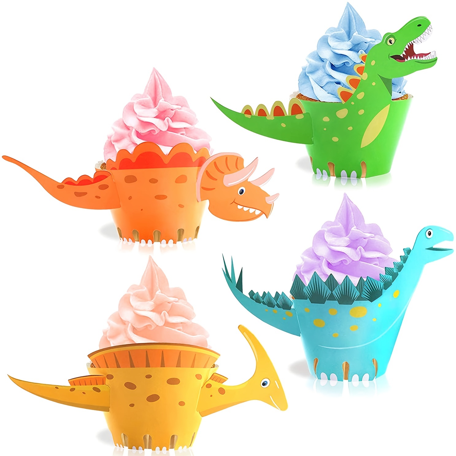

24pcs Emballage De Cupcakes Dinosaures, Fournitures De Fête Dinosaures, Décoration De Cupcakes Dinosaures, Décoration De Gâteau Dinosaure Pour Les Fournitures De Fête D'anniversaire