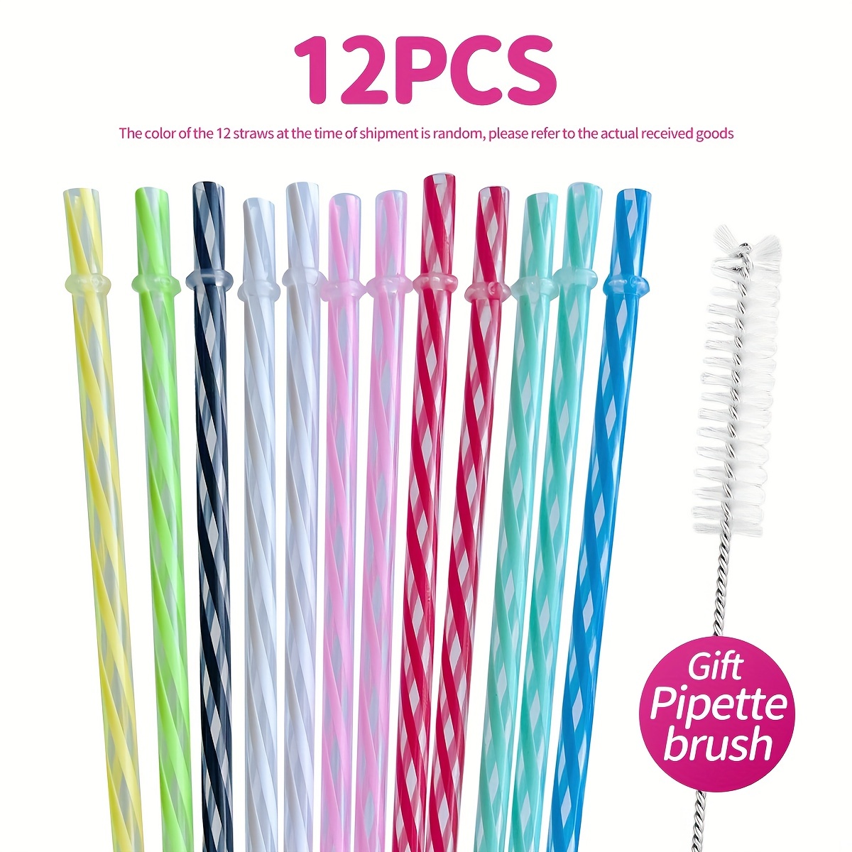 Stitch 12 plastic reusable Straws