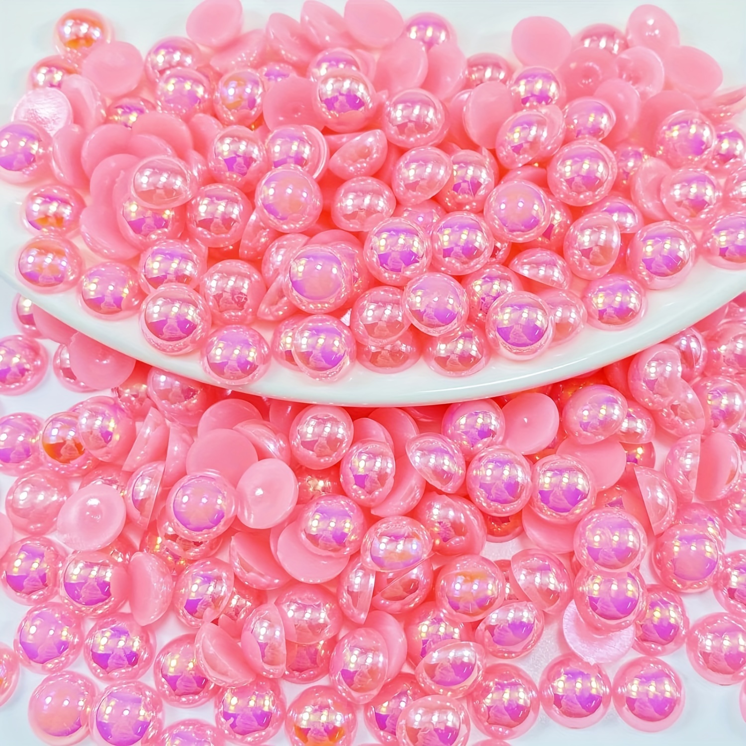1500pcs 4mm Half Pearl White AB Flatback Beads for Crafts DIY Round Plastic  Half Flat Back Pearls Loose Bead for Cup Shoes Wedding Dress Decoration