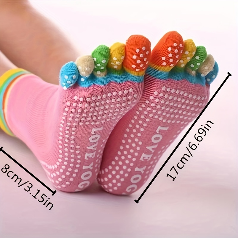 Rainbow Color Yoga Socks Five toe Split Non Slip Ankle Socks - Temu Canada