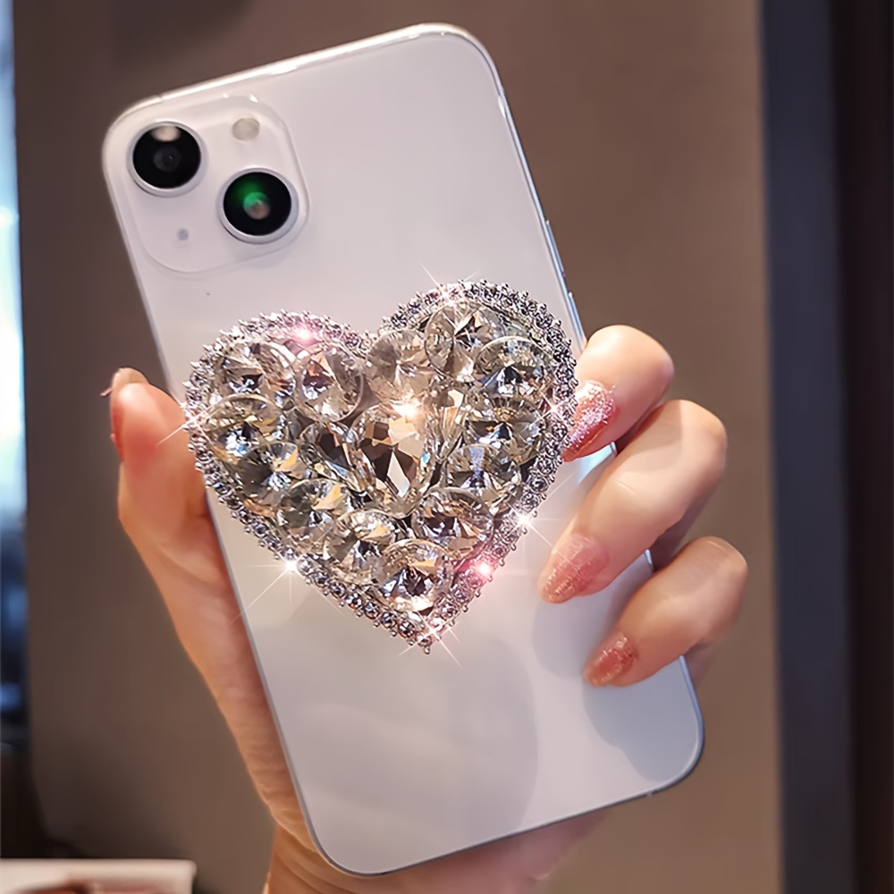 

High-quality Luxury Gemstone Encrusted Love Telescopic Folding Buckle Online Celebrity Women's Portable Mobile Phone Case Universal Back Stick Mobile Phone Bracket Universal.