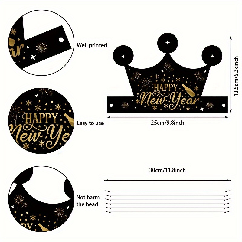 6 Pcs Happy New Year 2024 Party Decor Paper Glasses, 2024 Gold Glitter  Cheers New Years Glasses 2024 New Years Eve Birthday Party Supplies