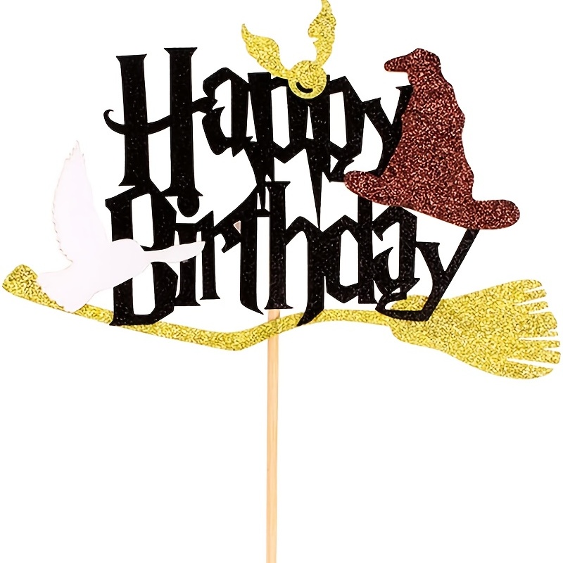 Wizard Theme Birthday Cake Topper, Happee Birthdae Cake Topper,  Personalized Cake Topper, Custom Magical Cake Topper, Wizard Decorations 