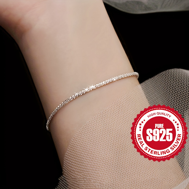 

1pc Simple 925 Sterling Silver Thin Chain Bracelet Elegant Luxury Hand Chain Jewelry Daily Wear