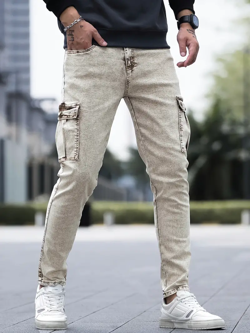 Loose Fit Jeans Men's Casual Street Style Denim Pants - Temu Canada