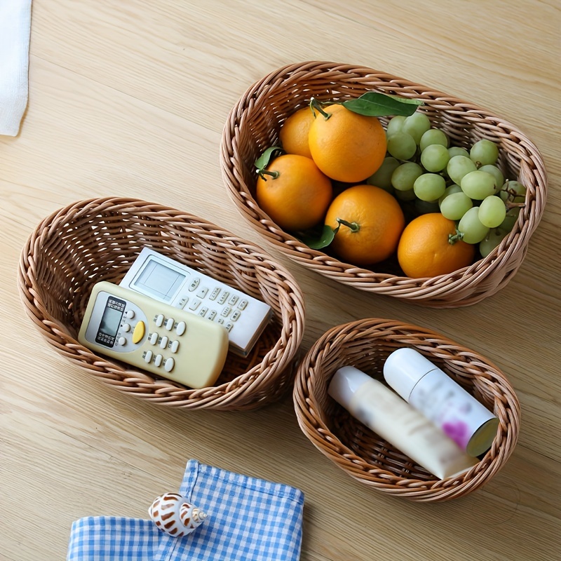 1pc Plateau en imitation rotin tissé panier à fruits plateau - Temu France