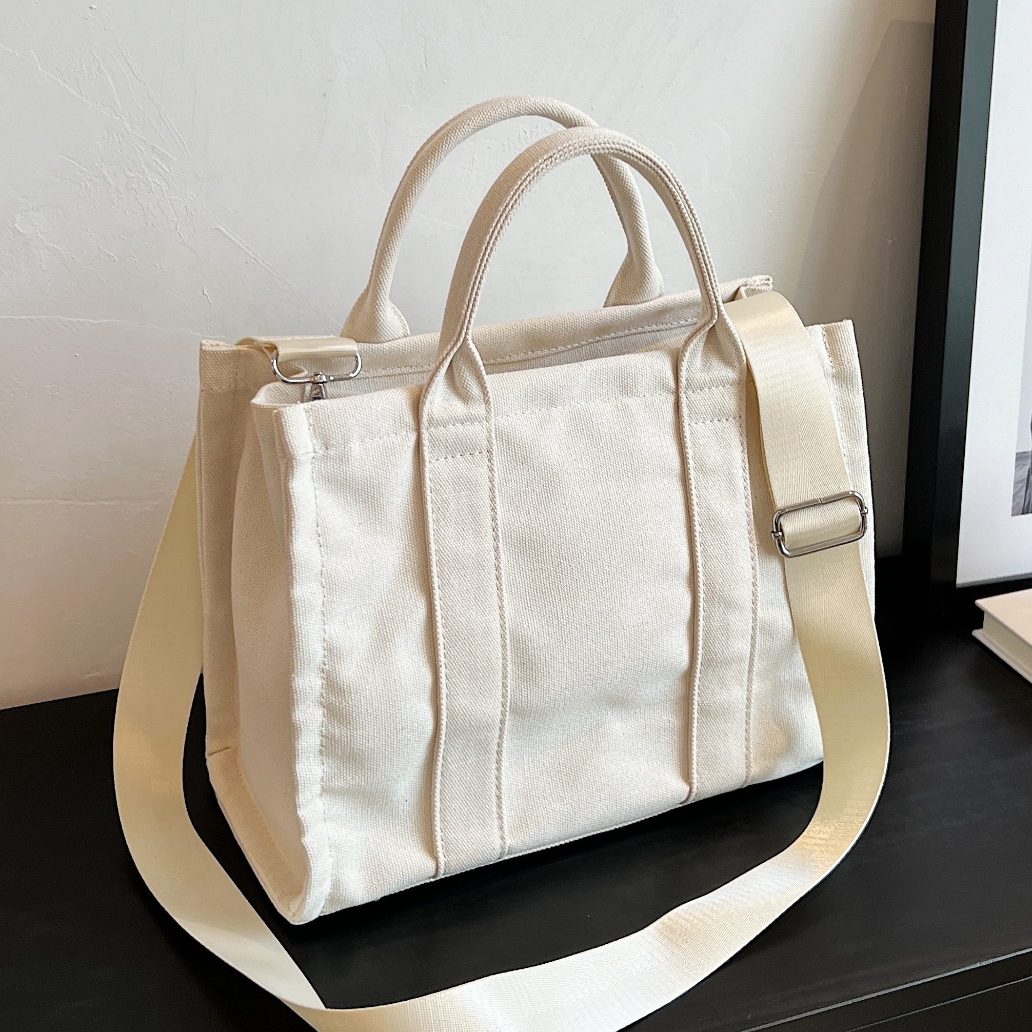 1pc Color-block Pu Leather Minimalist Elegant Mini Tote Bag
