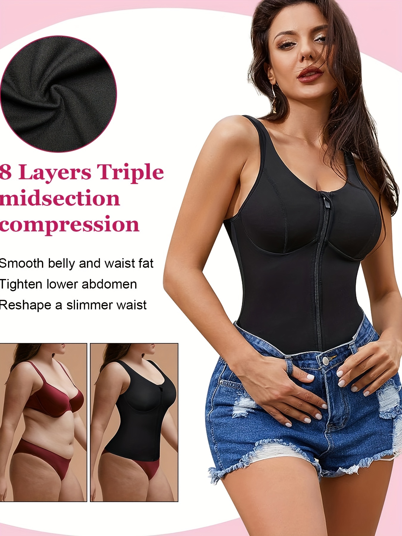  Compression Tank Cami - Tummy And Waist Control Body  Shapewear Camisole For Women Black