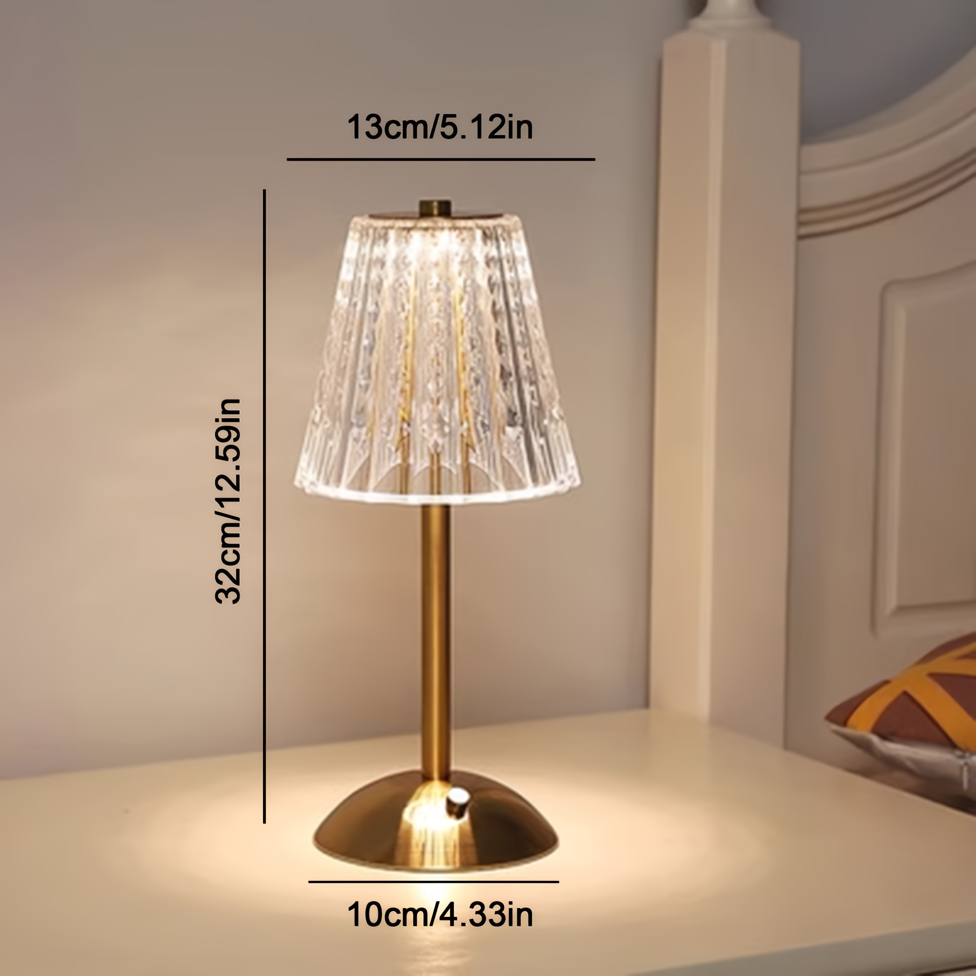 Lámpara de mesa táctil de cabecera, lámpara Gold Thinker Luz de escritorio  Lámpara de mesita de noche decorativa portátil recargable sin cable con  nosotros