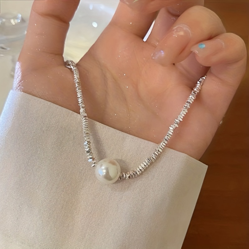 Electroplated Broken Silvery Pearl Bracelet, Irregular Cut Design