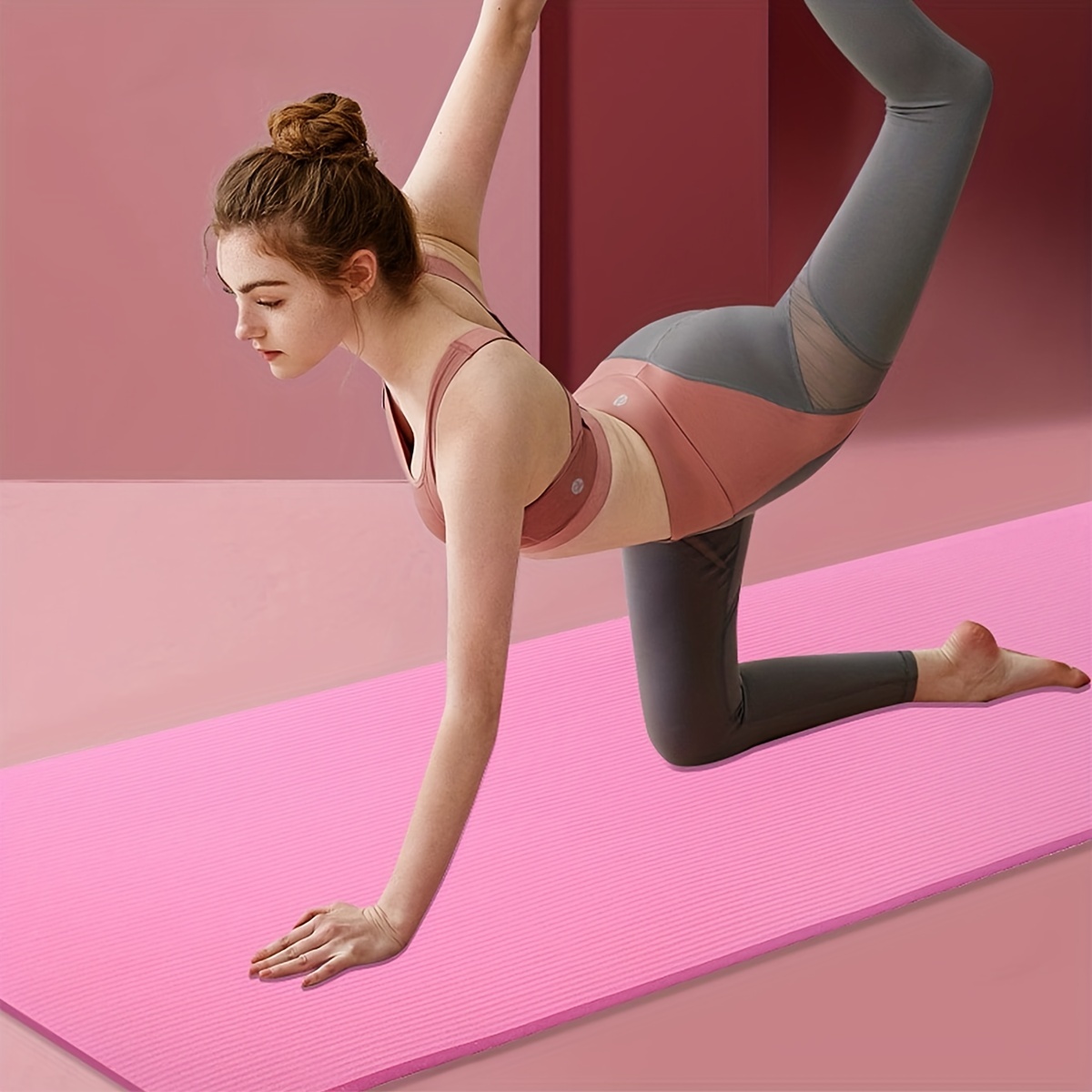 1pc Mute Shockproof Yoga Mat, Home Non-slip Fitness Mat For Pilates,  Skipping, Exercise, 180*61cm/70.87*24.02in