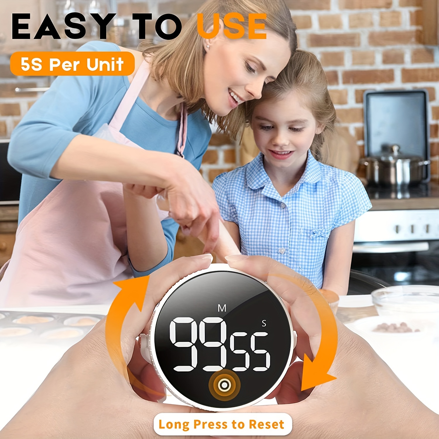 LED Kitchen Timer Digital Knob Timer Magnetic Electronic Manual Countdown  Timer Cooking Shower Study Fitness Stopwatch