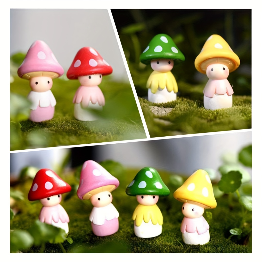 Mushroom Figurines Fairy Garden Decor - Miniature Mushrooms Statue