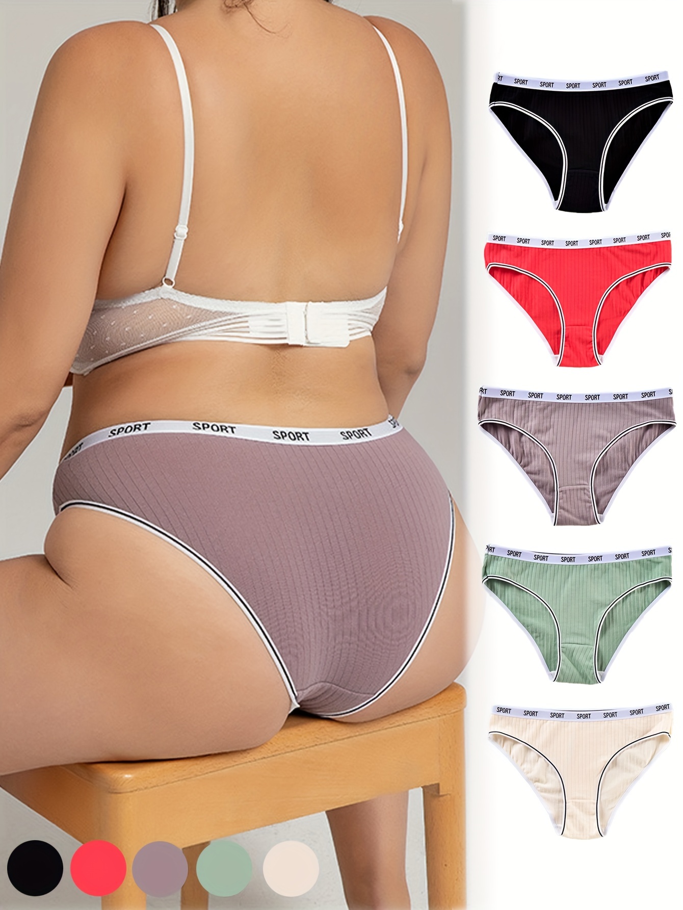Women's 5-Pack Recyled Seamless Ribbed Bikini Underwear, Underwear