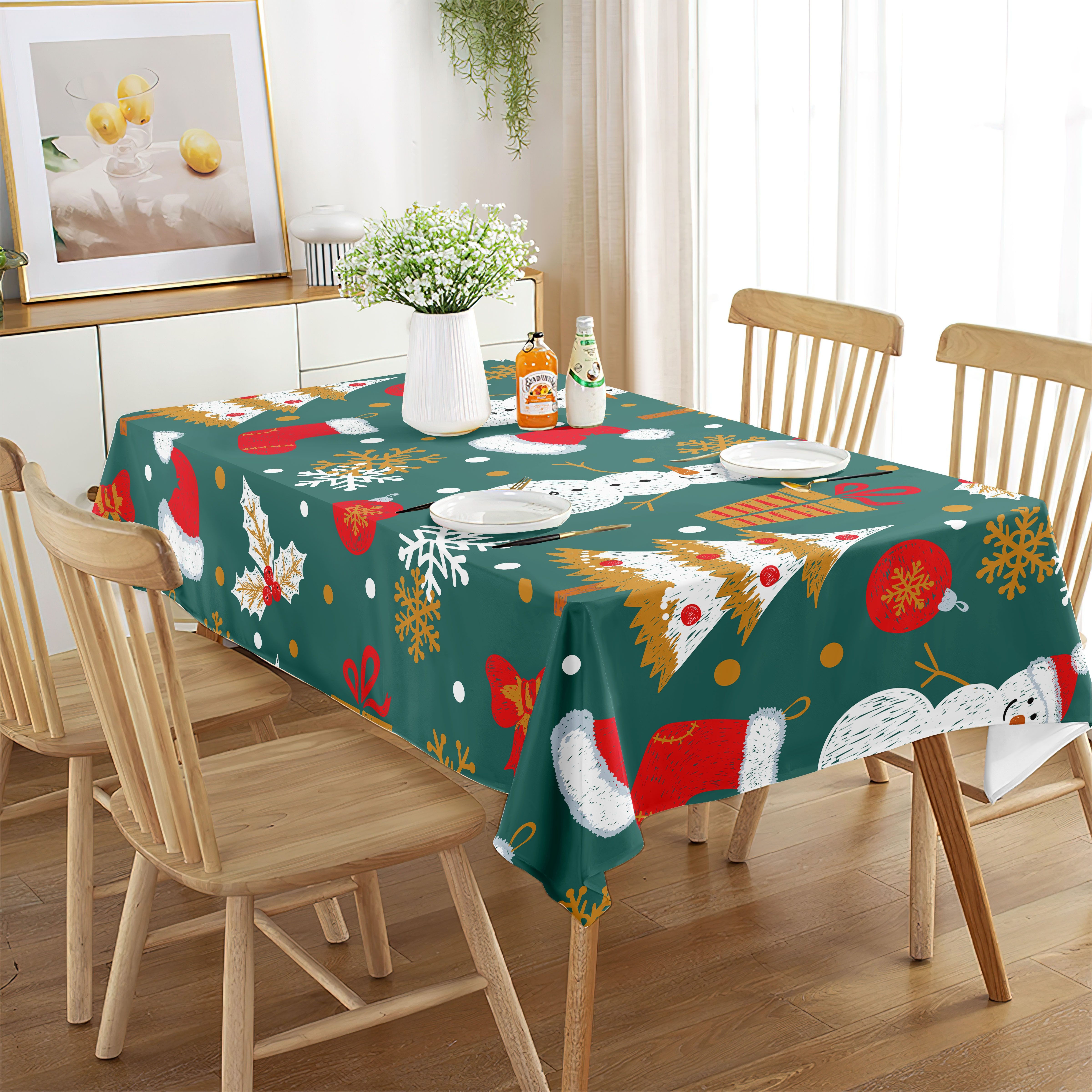 Polyester Tablecloth Merry Christmas Theme Table Cover - Temu Austria