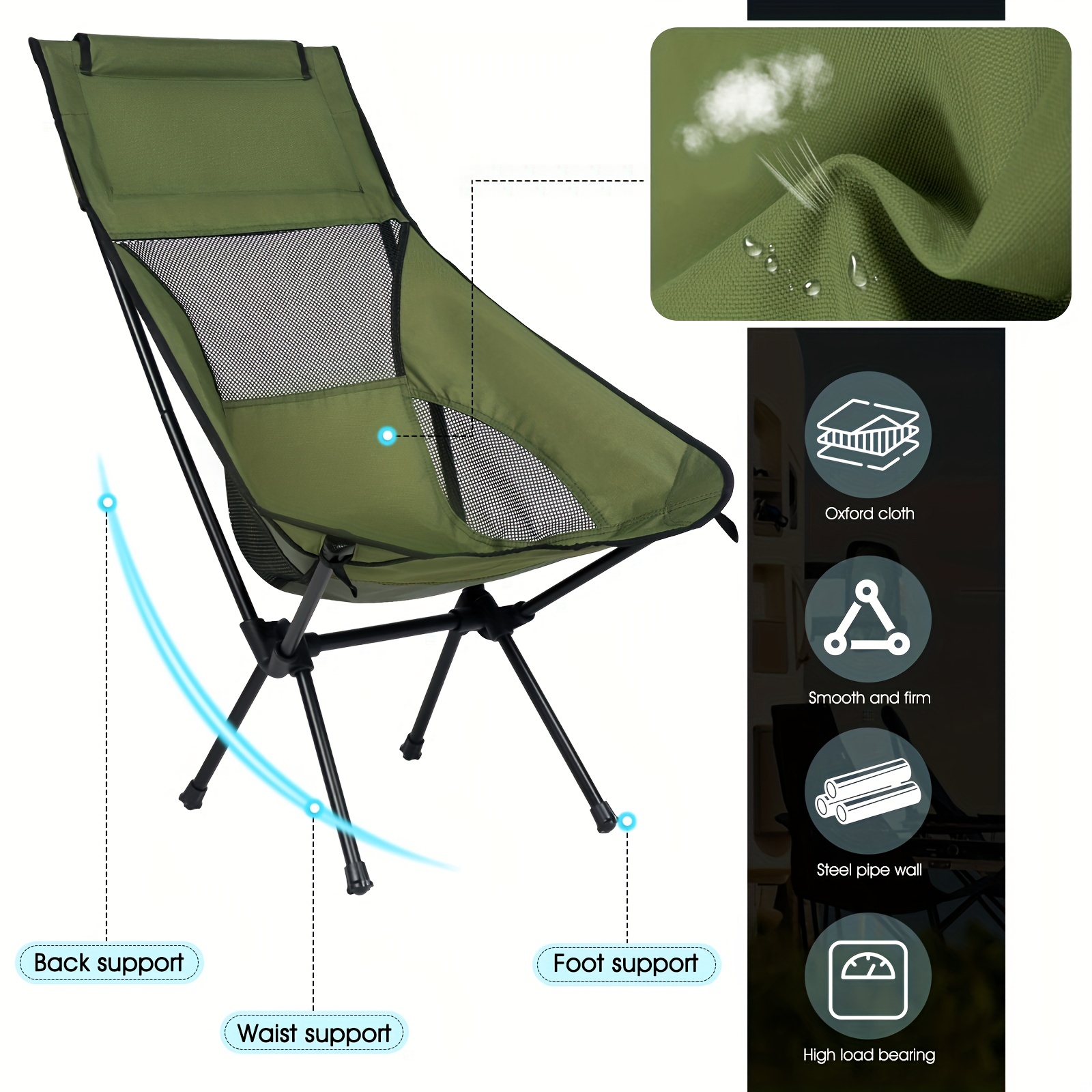 Portable Folding Camping Chair Lightweight Collapsible Chair - Temu Poland