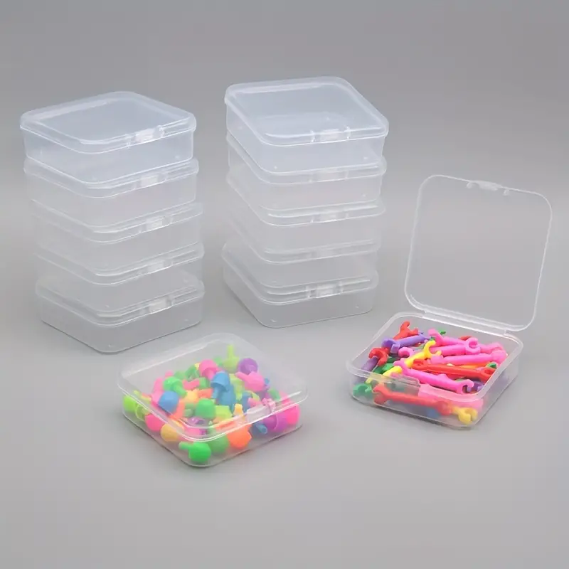 12 Square Transparent Plastic Storage Boxes Hardware - Temu