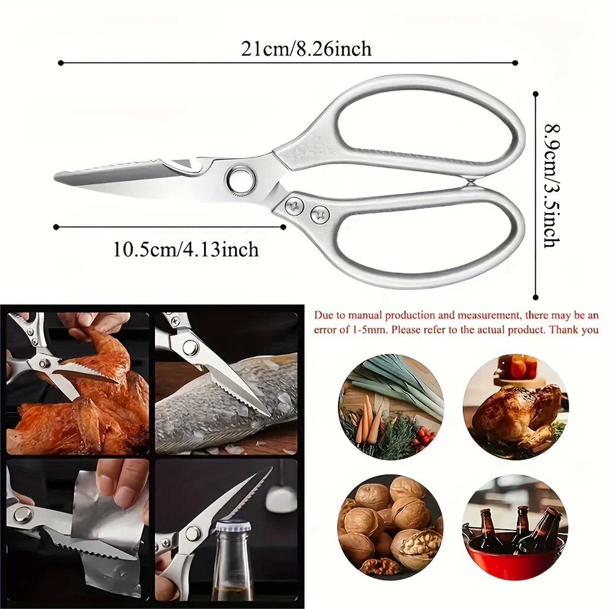 Stainless Steel And Plastic Kitchen Scissors Multipurpose - Temu