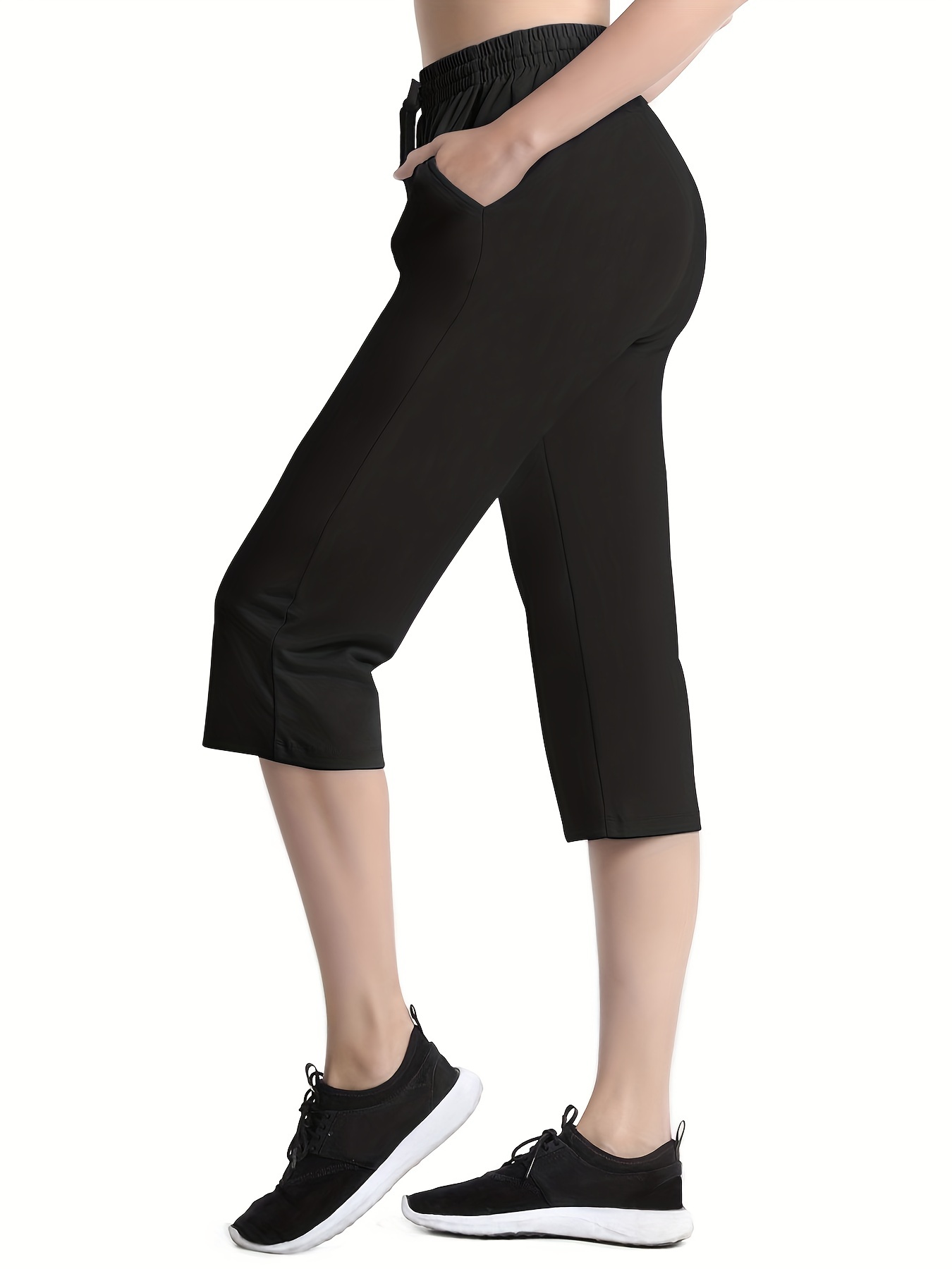 Womens Capri Pants Active Pants Workout Athletic Sports Lounge Trousers  with Pockets Sweatpant Women