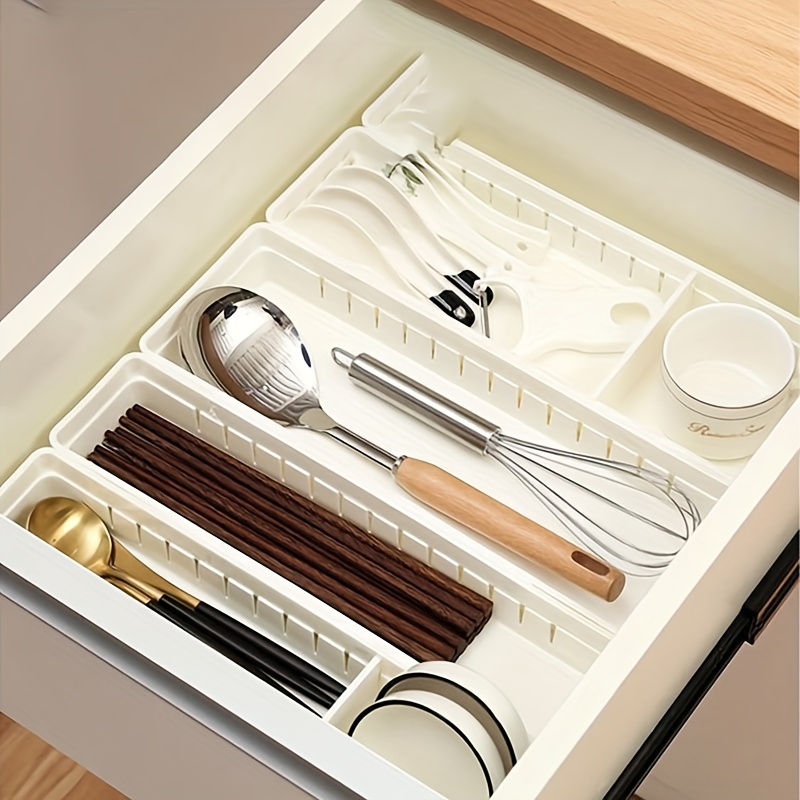 Clear Kitchen Drawer Organizer Set Drawer Grid Storage Box - Temu