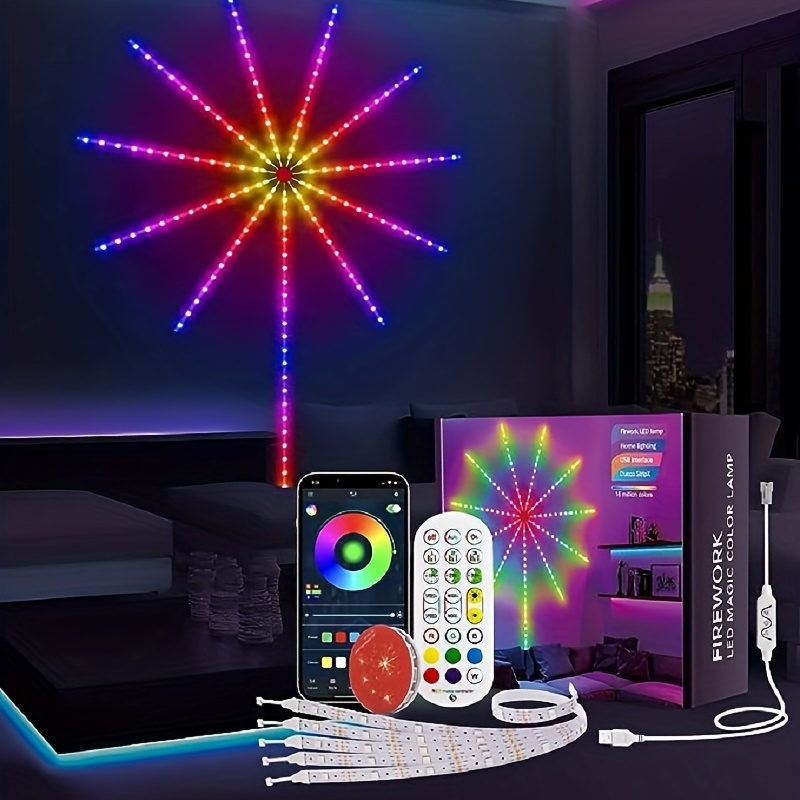 RGB IC Led Lights, Smart Firework Led Lights, RGB IC Dream Color Fireworks  LED Lights For Bedroom, Rainbow Color USB App Control LED Light Strip With