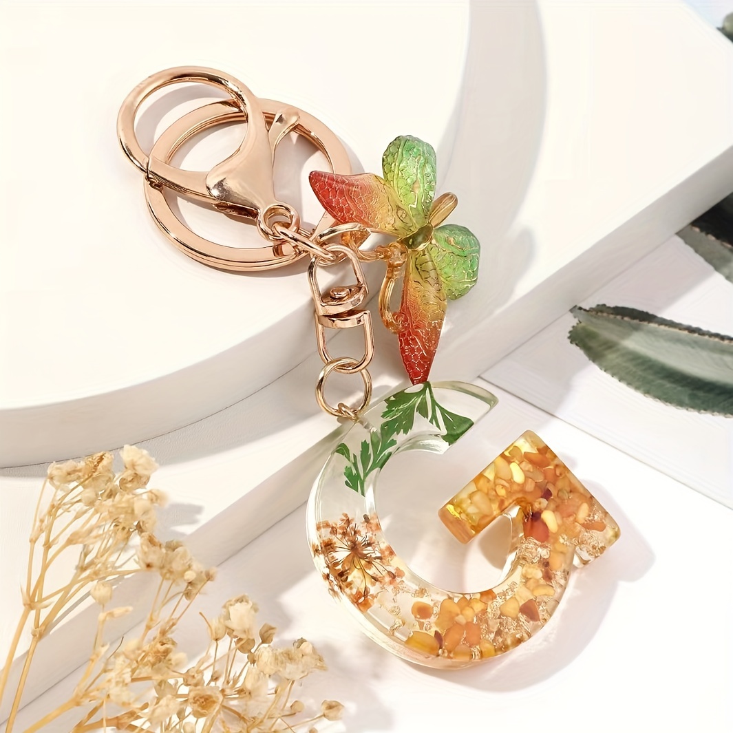Colorful Capital Letter G Butterfly Resin Keychain Pendant For Men Temu