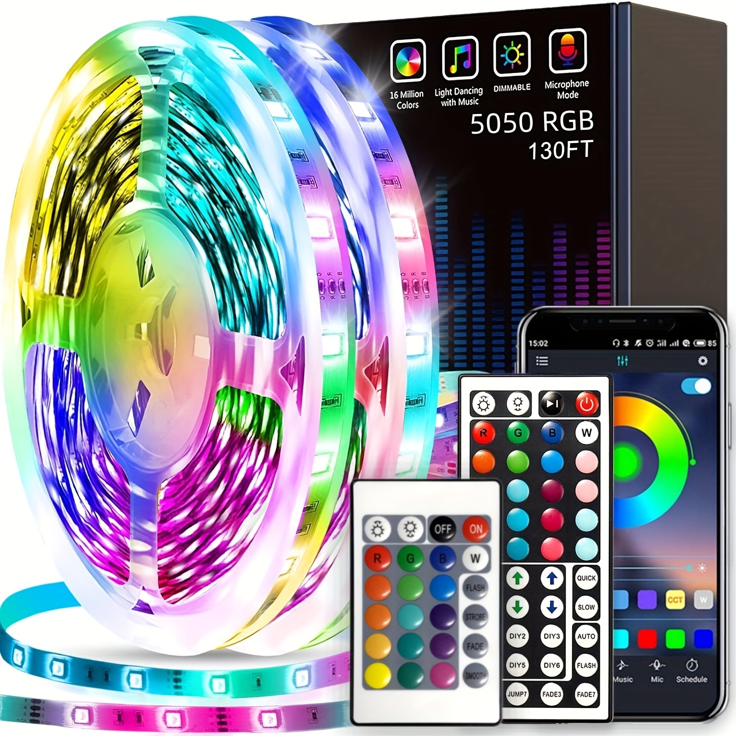 Ruban LED 20m, RGB Bande LED Bluetooth Smart App Contrôle, Multicolore  Ruban Led avec Télécommande, Changement de Couleur avec la Musique, pour  Chambre, Fête, Cuisine : : Luminaires et Éclairage
