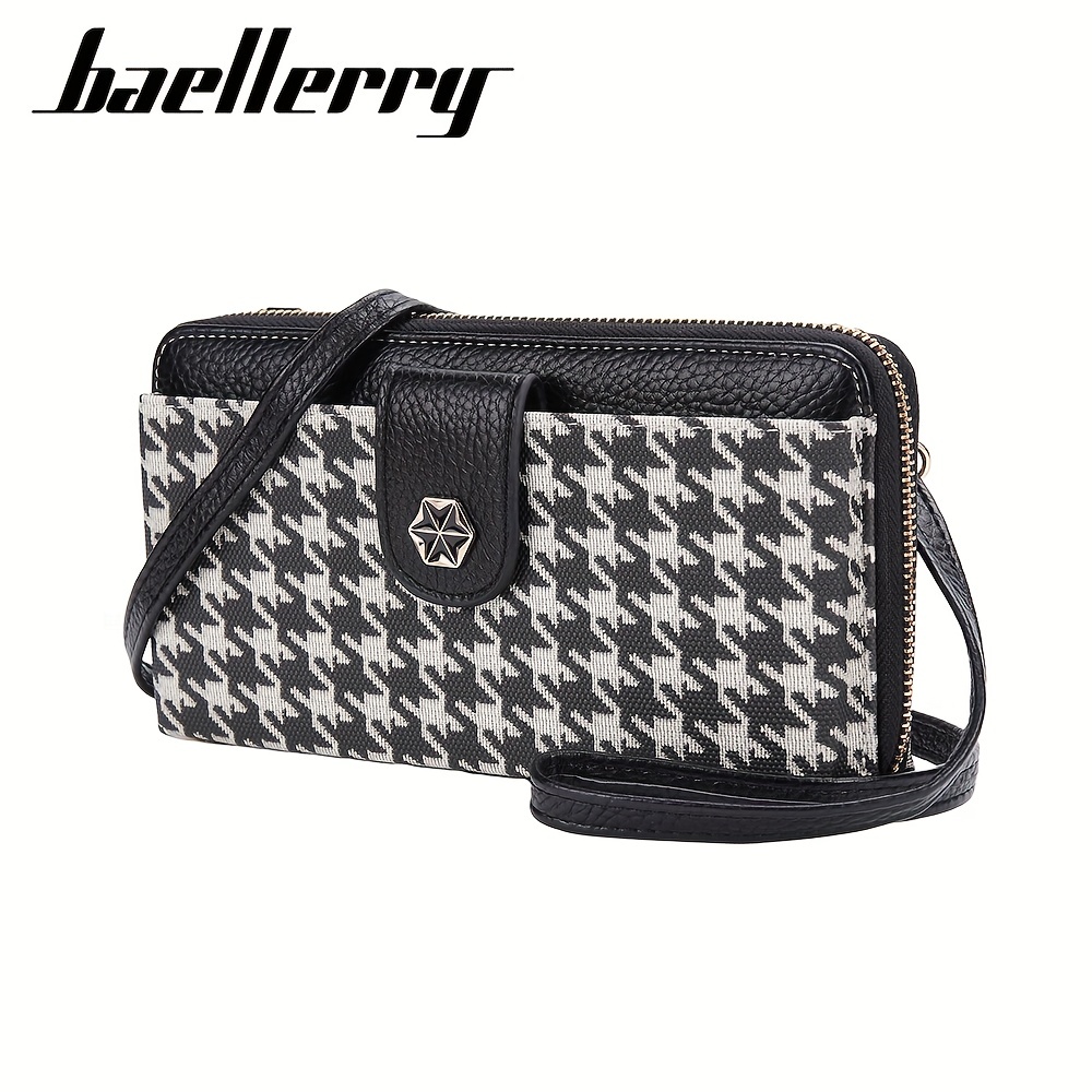 Houndstooth Pattern Fashionable Wallet With Letter Print