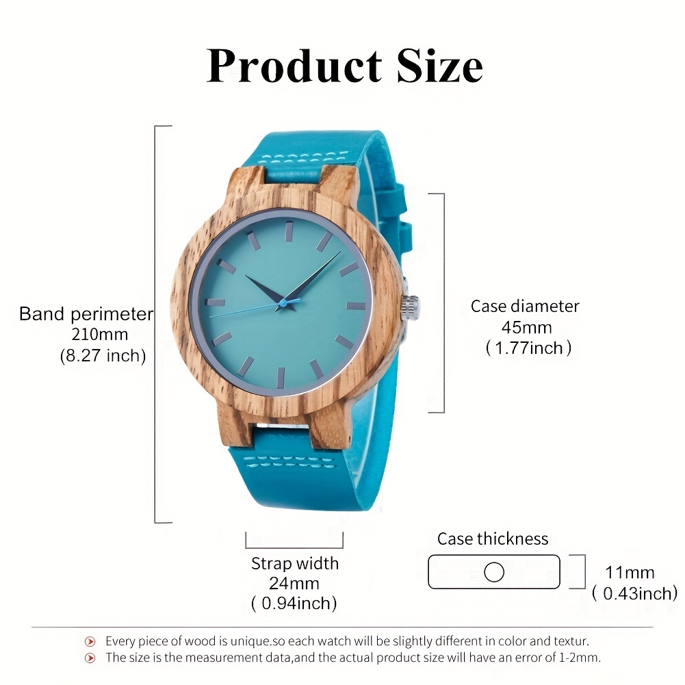 1pc bobo bird wooden watch fashion couple watches pu leather strap quartz movement details 8
