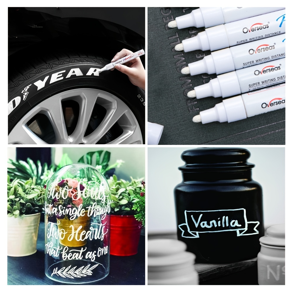 4 White Tire Paint Marker Pen Set Car Tyre Rubber Waterproof Permanent Oil  Based