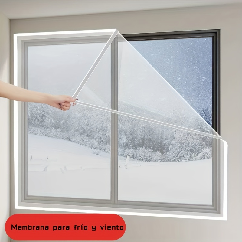 Kit de aislamiento de ventana, película de aislamiento térmico para ventana,  película cálida en invierno, película de plástico transparente ajustable  cortable para ventana FU