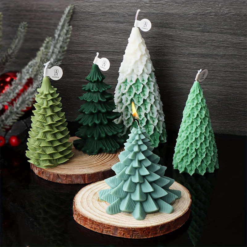 Pillar Christmas Tree Candle Molds Taper Silicone Mold Dinner Wax Silicone  Candle Mould Christmas Home Decor 